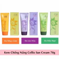 ( XẢ KHO HSD 5.2027 ) Kem chống nắng Cellio đến từ Hàn Quốc có chỉ số bảo vệ cao SPF 50+ PA+++ trọng lượng 70g