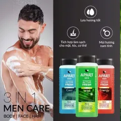 Gel tắm nam Apart Men dưỡng ẩm , bảo vệ da 3 trong 1 500ML 819075