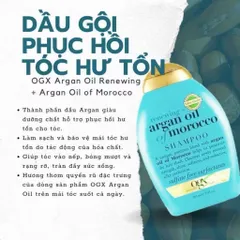 [ HSD 02/2027 ] Dầu Gội OGX Argan Oil Giúp Phục Hồi Tóc Hư Tổn 385ml Renewing + Argan Oil of Morocco Shampoo