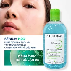 Nước tẩy trang Bioderma Sébium H2O 500ml cho da dầu mụn, da hỗn hợp, Made in France