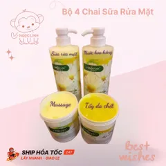 Bộ Chăm Sóc Da Hoa Cúc, Bộ 4 Chai Sữa Rửa Mặt, Kem Massage, Tẩy Da Chết Chính Hãng