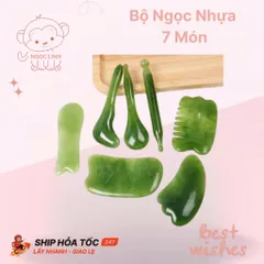 [Tách lẻ] Bộ ngọc cạo gió dưỡng sinh 7 món bằng nhựa. Dụng cụ cạo gió ấn huyệt massage mặt trong spa