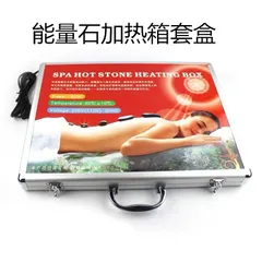 Hộp hấp đá nóng massage cắm điện kèm bộ 16 viên đá nóng massage body, vali hấp đá nóng 819251
