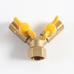 Van chia ga chia nước chữ Y 2 khoá độc lập V5(ren 21), Van chia bằng đồng, van chia inox 304 xịn