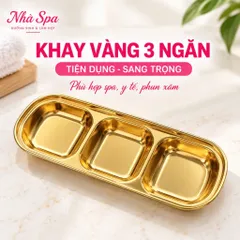 Khay vàng 3 ngăn, đựng đồ y tế, phun xăm và đồ spa siêu sang chảnh tiện lợi
