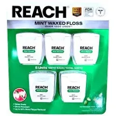 Tách sét 1 hộp REACH MINT WAXED hương bạc hà thanh mát, giúp loại bỏ mảng bám và thức ăn thừa ở các kẽ răng