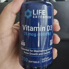 KHÔNG THUẦN CHAY -  Viên uống bổ sung Vitamin D3, 25 mcg (1.000 IU), 250 viên hãng Life Extension
