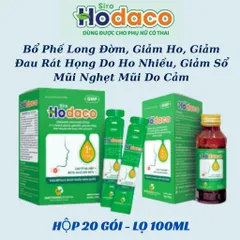 Siro HoDaco hỗ trợ giảm ho, tiêu đờm, giảm đau rát họng, đau họng do ho