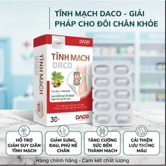 Viên uống Tĩnh Mạch Daco - giúp tăng độ bền thành mạch và cải thiện các triệuu chứngg của bệnhh suy giãn tĩnh mạch, trĩ