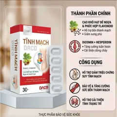 Viên uống Tĩnh Mạch Daco - giúp tăng độ bền thành mạch và cải thiện các triệuu chứngg của bệnhh suy giãn tĩnh mạch, trĩ