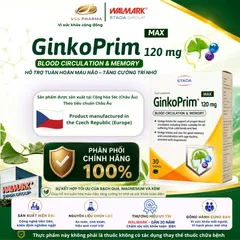 Viên Uống GinkoPrim Max 120mg STADA Tốt Cho Não Bộ, Tăng Cường Trí Nhớ, Cải Thiện Sự Tập Trung Hộp 30 Viên