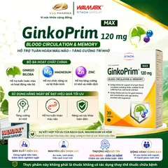 Viên Uống GinkoPrim Max 120mg STADA Tốt Cho Não Bộ, Tăng Cường Trí Nhớ, Cải Thiện Sự Tập Trung Hộp 30 Viên