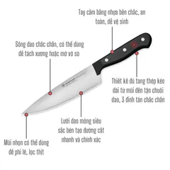 Dao Làm Bếp, Dao Thái Kiểu Âu Wusthof Gourmet  Sản Xuất Tại Đức -16cm