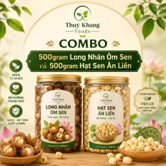 Combo 1KG - Long Nhãn Ôm Sen và Hạt Sen Ăn Liền, Thơm Ngon Giòn Bùi, Hỗ Trợ Giấc Ngủ Ngon