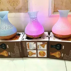 MẪU MỚI NHẤT - Máy Xông Tinh Dầu Hoa Tulip Vân Rạn Dung Tích Lớn 550ml Kèm Remote Điều Khiển