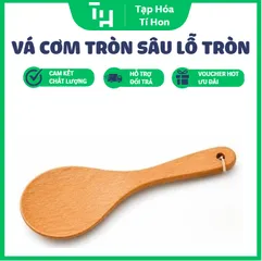 Vá Cơm Tròn Và Sâu, Cán cầm ngắn gọn gàng, có đục lỗ tròn gắn dây treo tiện lợi (TH721)