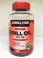 (NK công ty) Viên uống dầu tôm Kirkland Signature Krill Oil 500mg - Hỗ trợ tim mạch, Omega-3, 180 viên