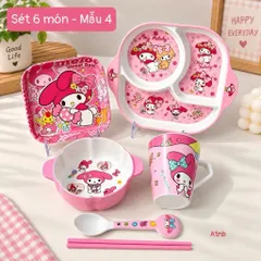 set khay ăn 5 món khay bát hình bí  dễ thương – xinh xắn, tiện lợi cho bé