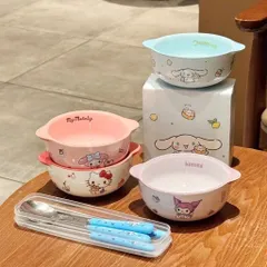 set bát sứ hoạt hình kèm thìa đĩa đũa có hộp và túi quà dễ thương