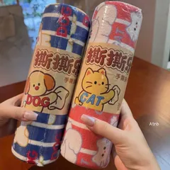 cuộn 20 khăn lau đa năng họa tiết chó mèo cute 25x25cm dạng cuộn tiện dụng