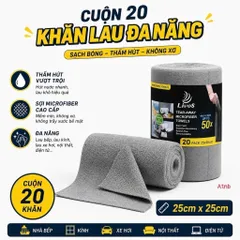 cuộn 20 khăn lau đa năng  25x25cm thấm hút tốt có thể giặt tái sử dụng