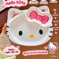 đĩa nhựa hello kitty chia ngăn – xinh xắn, tiện lợi cho bé