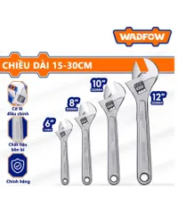 Bộ 4 Mỏ Lết Wadfow WAW174K 6-8-10-12 Inch Thép Carbon Thả Rèn Điều Chỉnh