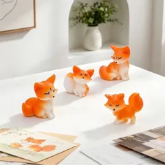 Bộ mô hình gia đình cáo dễ thương bằng nhựa kích thước khoảng 3cm trang trí tiểu cảnh,terrarium,bể cá…