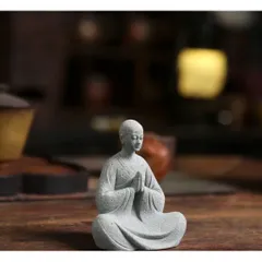 Tượng vô danh tăng đứng vái,ngồi thiền đá sa thạch trang trí góc thiền,chậu cây,bể cá,non bộ,bàn trà…