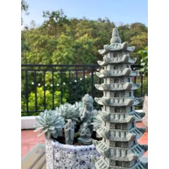 Tháp bằng đá sa thạch cao 13,5cm trang trí tiểu cảnh,chậu cây,bể cá…