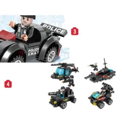 Bộ Đồ Chơi Cảnh Sát Lắp Ghép Ô Tô Biến Hình Robot, Bộ Xếp Hình Xe Cảnh Sát SWAT 8 In 1 | Đức Lâm