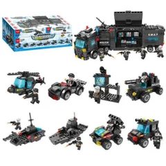 Bộ Đồ Chơi Cảnh Sát Lắp Ghép Ô Tô Biến Hình Robot, Bộ Xếp Hình Xe Cảnh Sát SWAT 8 In 1 | Đức Lâm