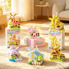 ComBo 6 Hộp Ngôi Nhà Cối Xay Gió Hoa Anh Đào - Đồ Chơi Ngôi Nhà Trang Trí Cho Bé