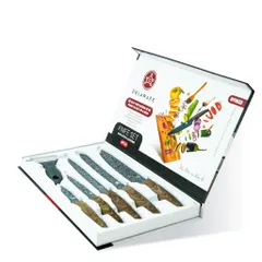 ￼Bộ Dao Nhà Bếp Delaware 6 Món Thép Không Gỉ Kèm Dụng Cụ Gọt Vỏ Tay Cầm Giả Gỗ (P138620)
