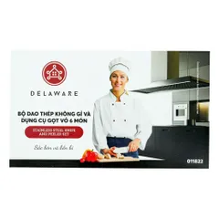 ￼Bộ Dao Nhà Bếp Delaware 6 Món Thép Không Gỉ Kèm Dụng Cụ Gọt Vỏ Tay Cầm Giả Gỗ (P138620)