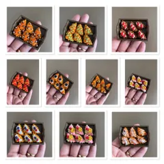 20 loại bánh như hình mỗi mẫu 6 cái mini bằng đất sét tổng cộng 120 cái . không có tủ khay. chỉ có bánh ạ