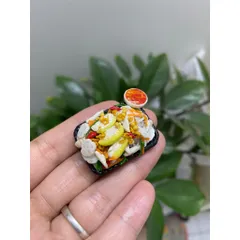 dĩa  gỏi măng cụt mini bằng đất sét