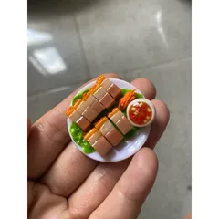 mô hình dĩa thịt heo quay mini bằng đất sét