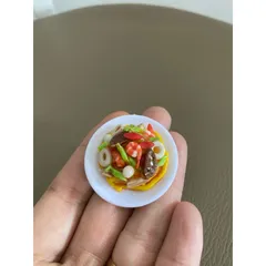 mô hình dĩa mì xào giòn Hàng gia công không nét như thật bằng đất sét