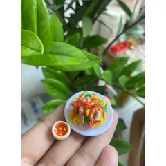 mô hình đất sét dĩa gỏi xoài mini 1/12 rất nhỏ