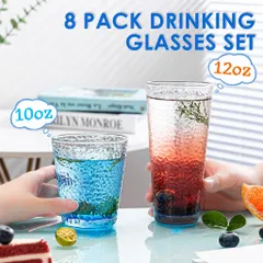 {Order giao 30/9} Bộ 8 cốc thuỷ tinh pha lê sắc xanh GOLDAREA ( hàng Amazon ) (P136727)