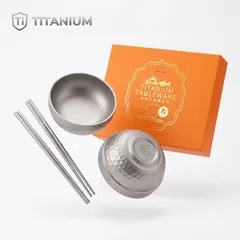 Bộ 2 Bát + 2 đôi đũa TITAN hãng Monber's Mark, chất liệu hợp kim mạ Titanium (P136540)
