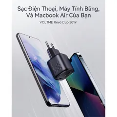Củ sạc nhanh 30W VOLTME 2 cổng C+C (chân tròn) Revo 30 Duo (30W Dual-Port GaN Tech) (P135904)