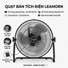 Quạt tích điện năng lượng mặt trời 12 inch LEAMORN / PD-108 (P134208)