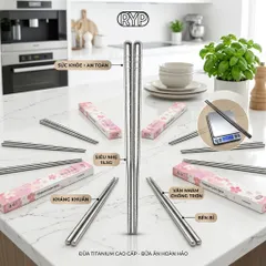 Đôi đũa Titanium thương hiệu RYP, Kháng khuẩn, siêu nhẹ, chống trơn, titan siêu bền (P134193)