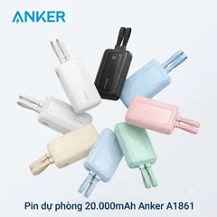 Pin dự phòng 20.000mAh Anker Zolo A1681 sạc nhanh 30W tích hợp 2 cáp 1L 1C - cũ ko hộp, lỗi cáp L (P133660)