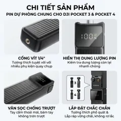 Tay cầm Pin Di Động 10.000mAh NOHON cho DJI Pocket 3 & Pocket 4, sạc nhanh 22.5w (P129735)