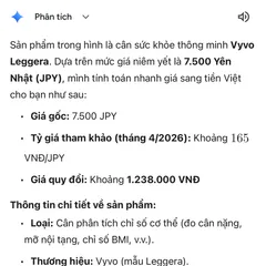 Cân sức khoẻ thông minh Vyvo Leggera ( Hàng Amazon Nhật ) - ko có App (P129557)