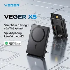 Pin dự phòng 5000mAh VEGER X5 (VG-W0582), có định vị Apple find my, sạc nhanh 20w & Magsafe (P129552)