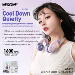 Quạt đeo cổ WEKOME WT-F26, siêu nhẹ, 5 tốc độ, gió 360 độ, gọng hợp kim (P129196)